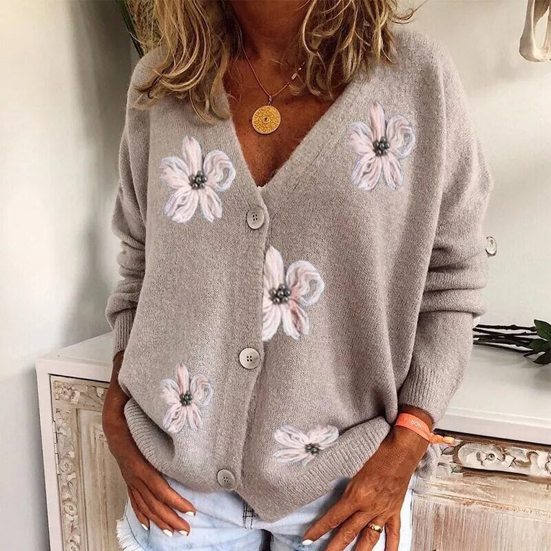 MiSun - Cardigan fleuri avec encolure en V