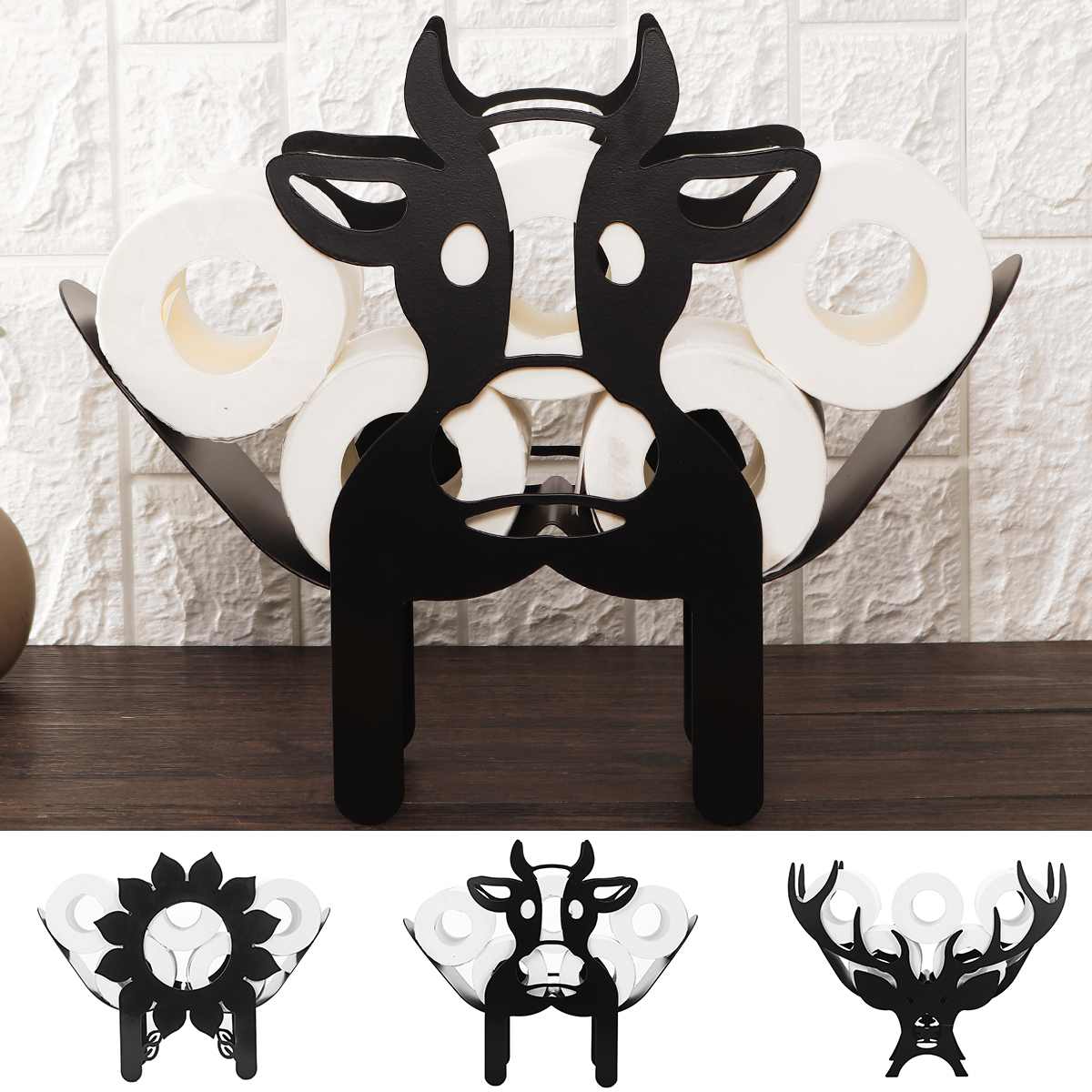 Porte-papier toilette IronAnimal - Forme d'animal - Fer noir