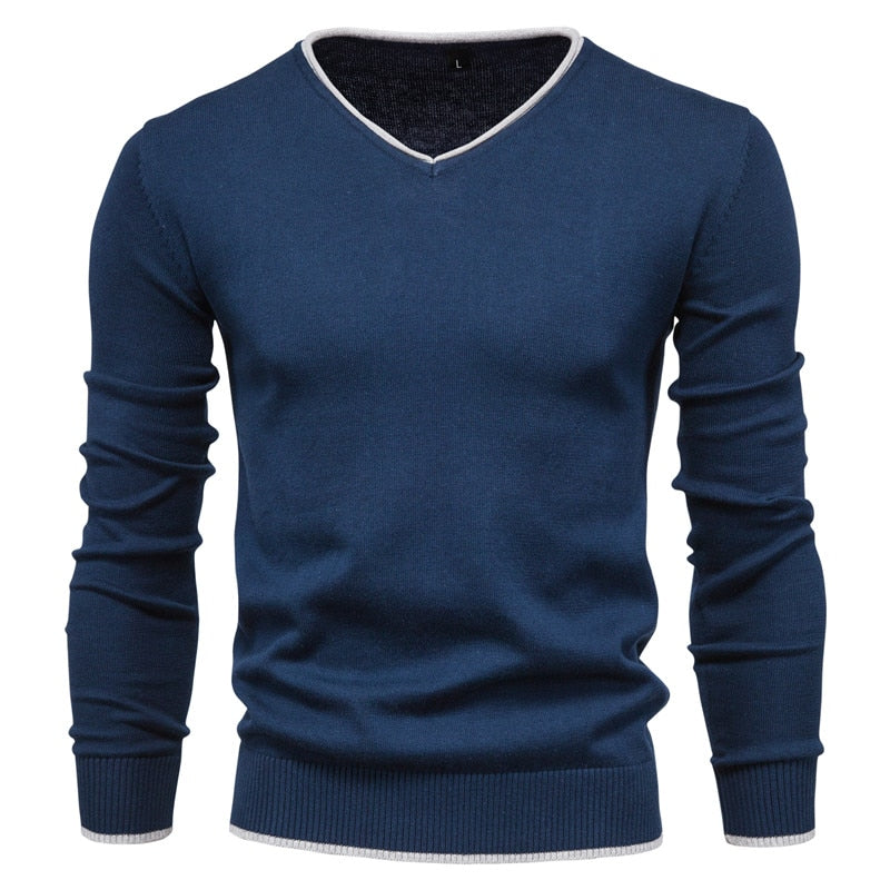 Pull Matthias - Pull coupe slim avec col en V classique