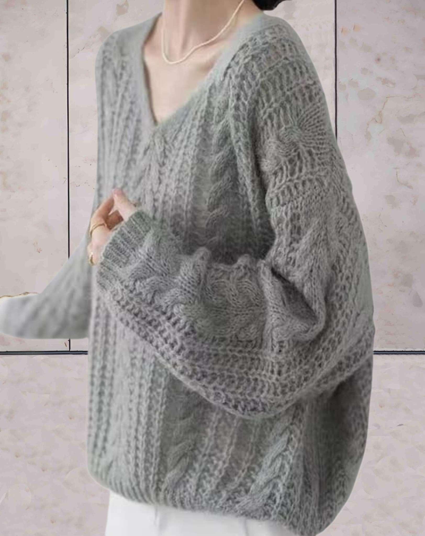 Romy - Pull oversize en tricot avec encolure en V