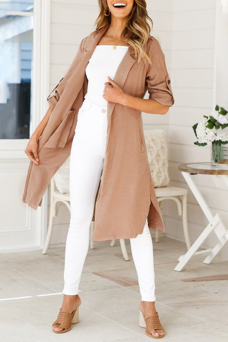 Lucy - Long gilet en maille avec col rabattu pour femmes