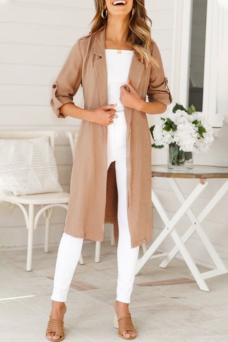 Lucy - Long gilet en maille avec col rabattu pour femmes