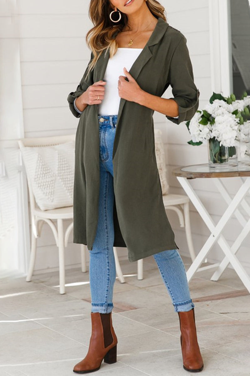 Lucy - Long gilet en maille avec col rabattu pour femmes