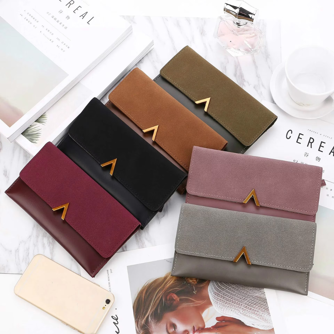Grand portefeuille en cuir velours - Moderne et élégant