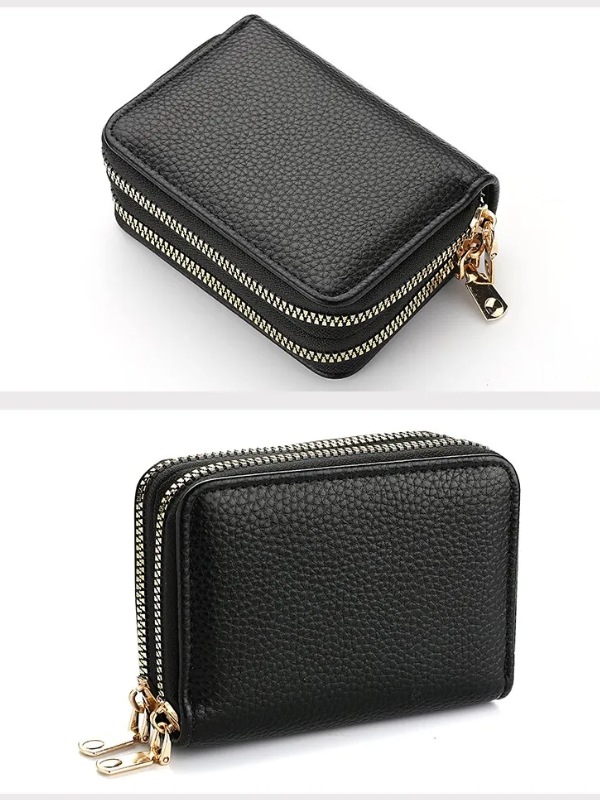 Petit portefeuille à motif litchi - Compact et moderne
