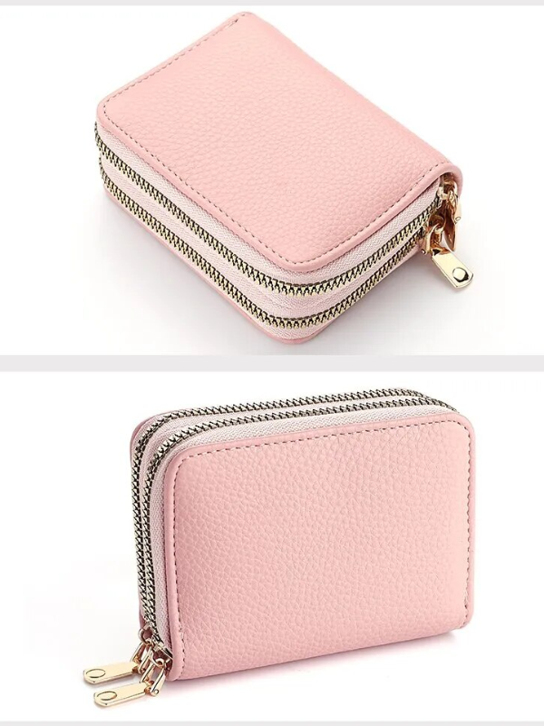 Petit portefeuille à motif litchi - Compact et moderne