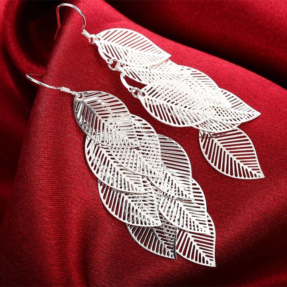 Ivy - Boucles d'oreilles feuilles en filigrane superposées avec de beaux détails