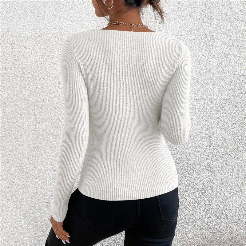 Ivy Knitted Sweater with V-Neck - Confortable et polyvalent