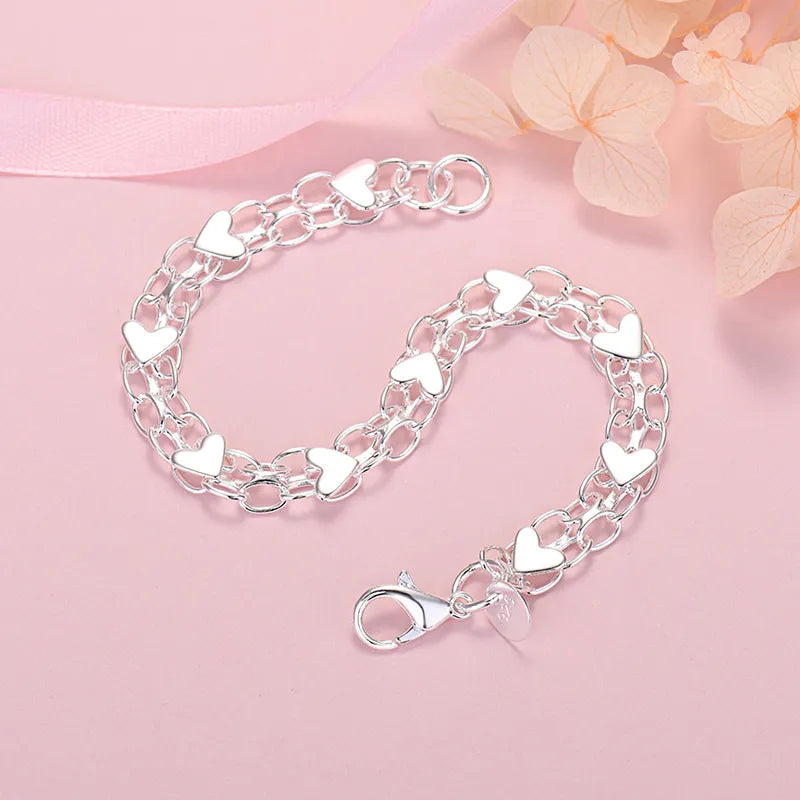 Lize - Bracelet coeur en argent classique au design élégant