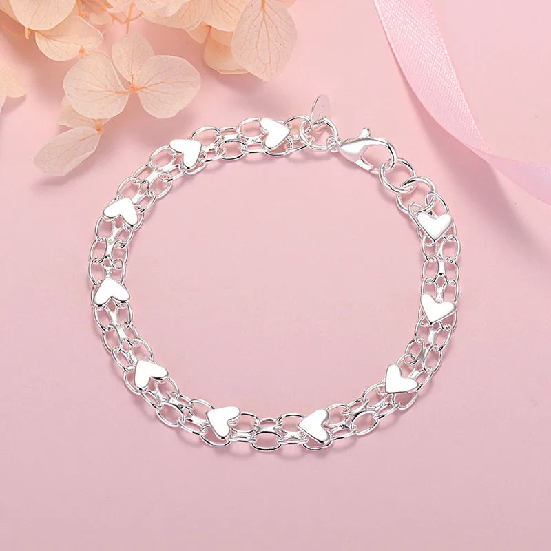 Lize - Bracelet coeur en argent classique au design élégant