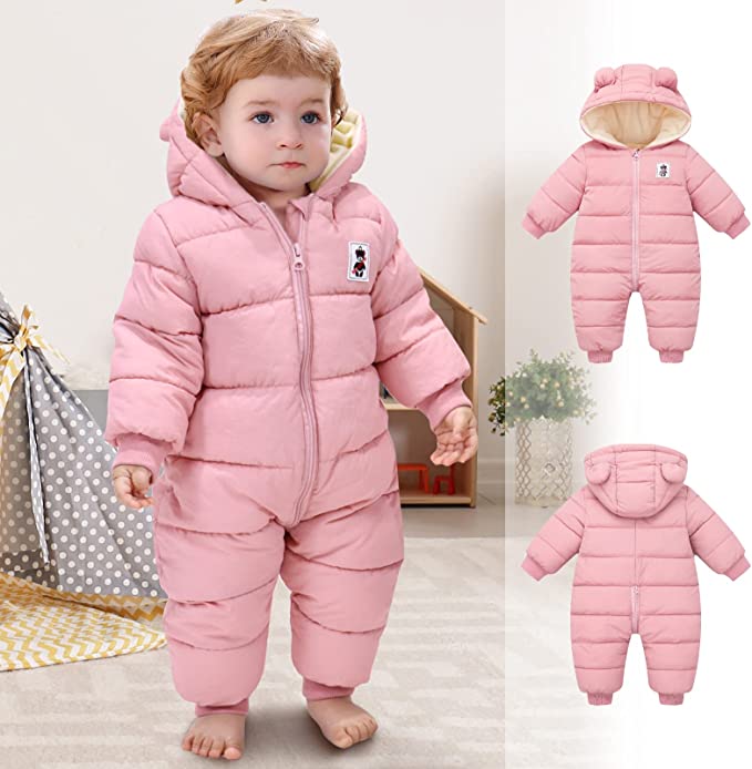 Petite Combinaison d'Hiver pour Bébé avec Oreilles d'Ours Adorables - Combinaison Chaude pour les Mois d'Hiver