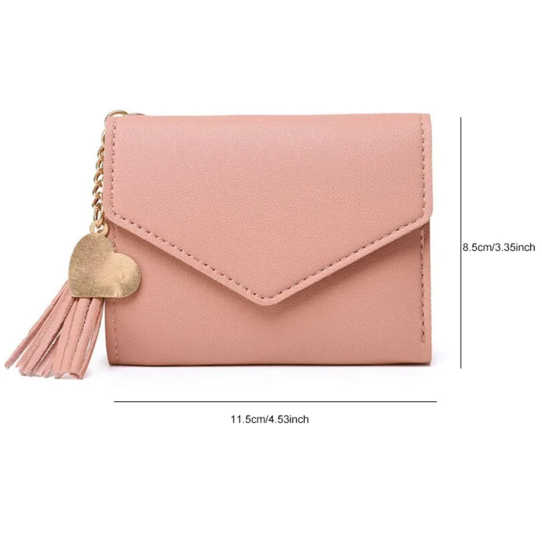 Portefeuille à mini pompon - Compact et élégant