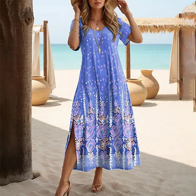 MiSun - Robe ample à motif floral avec fente latérale