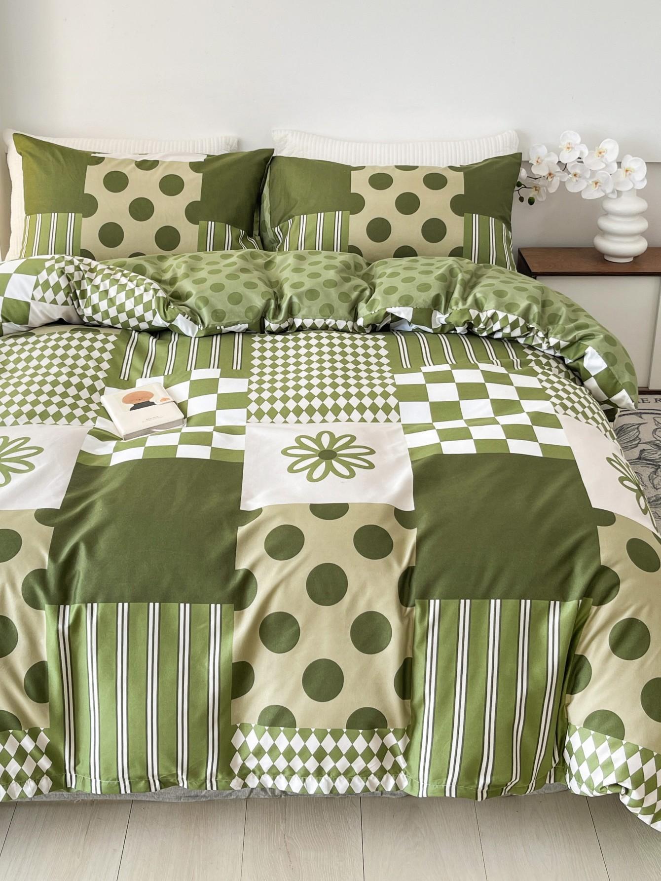 Chic Floral Moderne - Ensemble de Housse de Couette Géométrique 3 pièces pour une Chambre Élégante