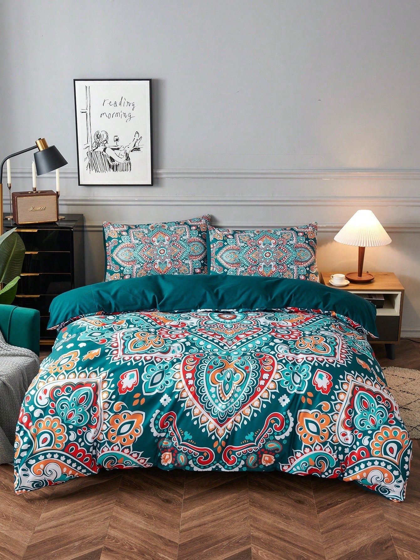 Ensemble de housse de couette à motif nature - Style moderne avec impressions graphiques inspirantes (3 pièces)