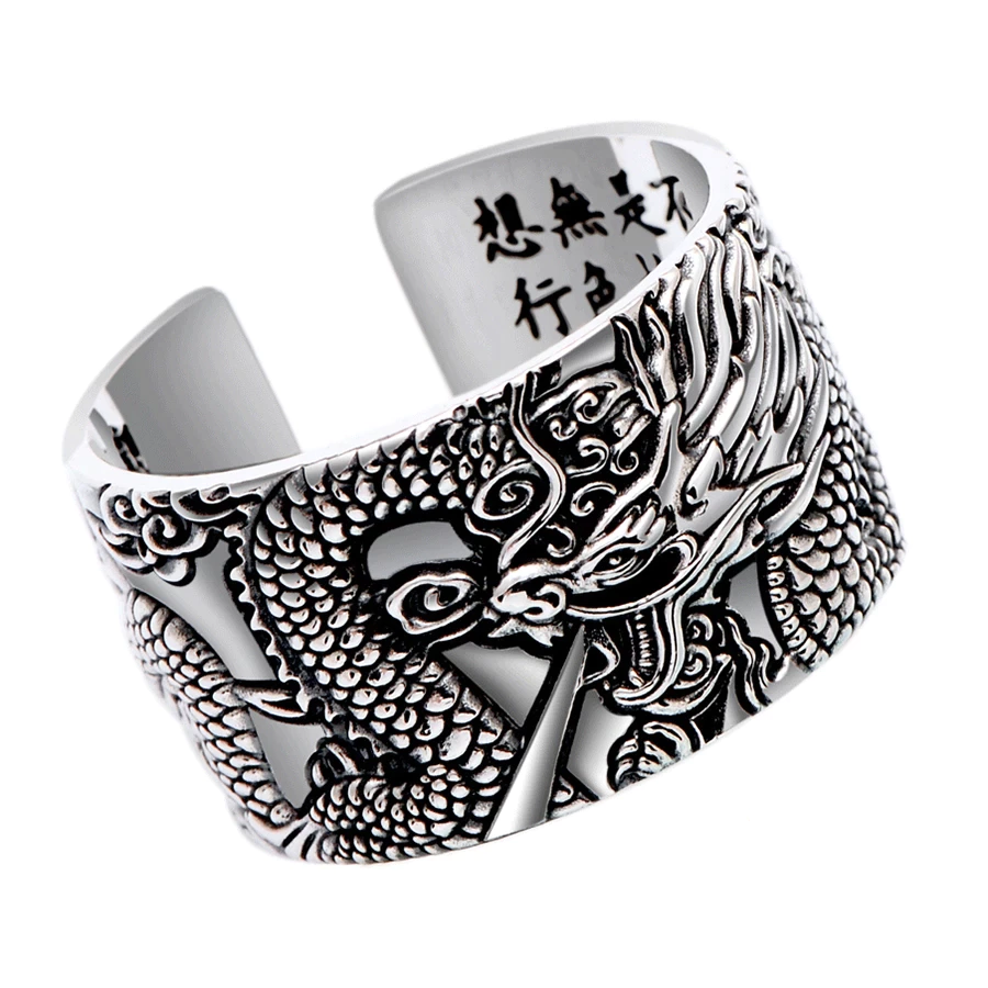 Bague en argent Dragon Sutra - Bague élégante et unique