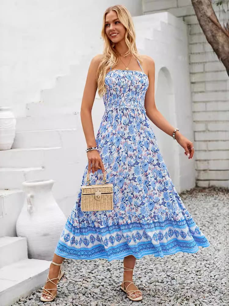 MiSun - Robe longue dos nu à imprimé floral