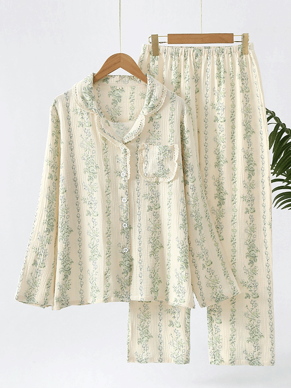 Amalia - Ensemble de Pyjama avec Imprimé Floral et Dentelle Luxe pour Chaque Nuit