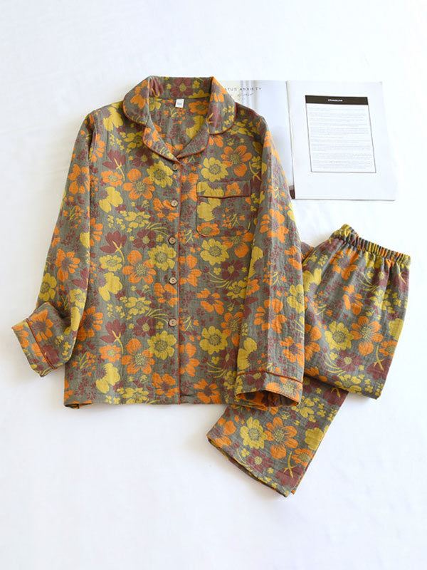 Viola - Ensemble de Pyjama en Crêpe à Imprimé Floral Vintage (2 pièces)