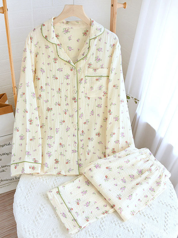 Chiara - Ensemble de Pyjama en Coton avec Imprimé Floral pour Femmes