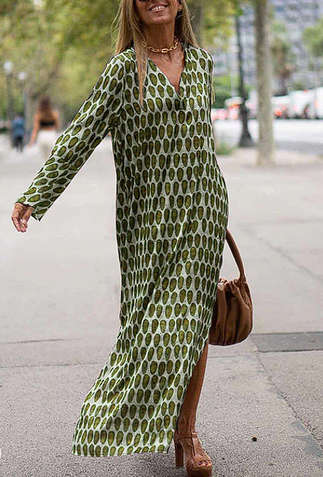 Casual - Robe imprimée à motifs ovales décontractée