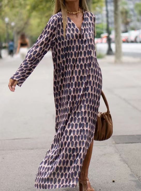 Casual - Robe imprimée à motifs ovales décontractée