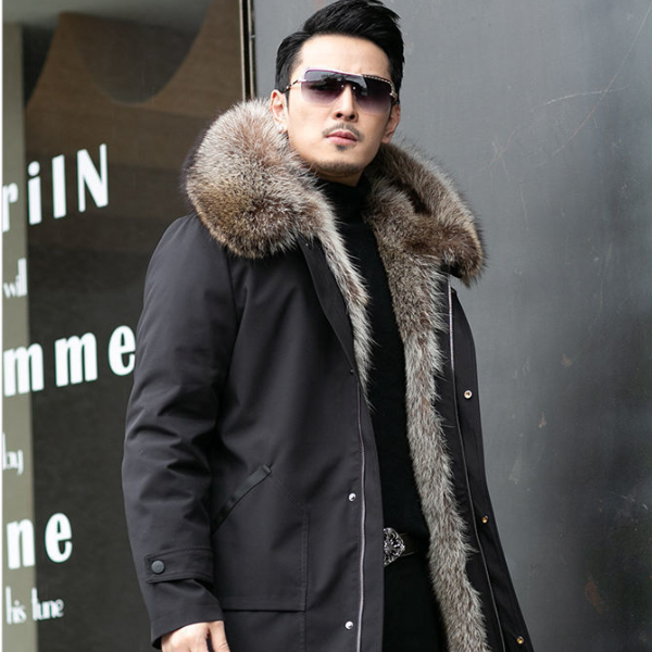 Olivier - Parka Hiver pour Hommes avec Doublure Chaude et Col en Fausse Fourrure