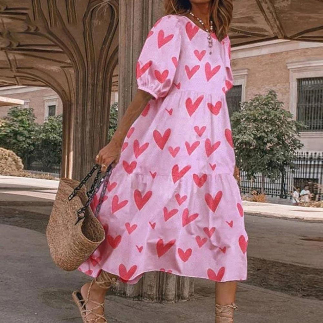 Sophie - Robe midi à manches courtes tendance