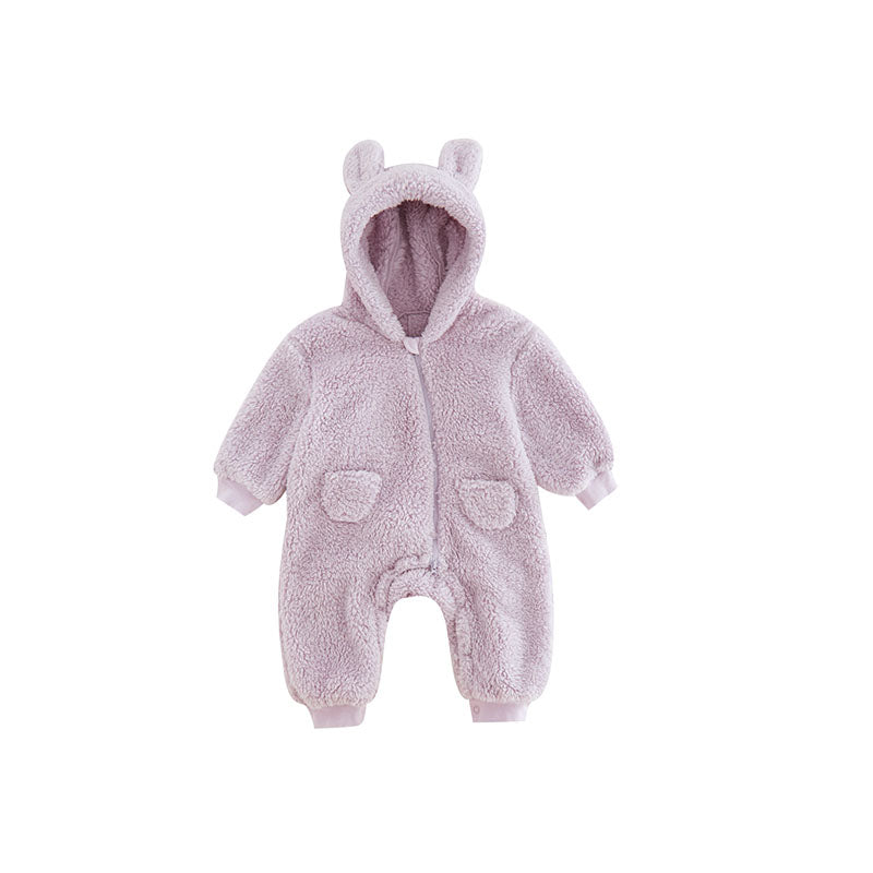Combinaison en Fleece Chaude pour Bébé avec Imprimé Animaux - Combinaison Super Douce pour Jours Froids