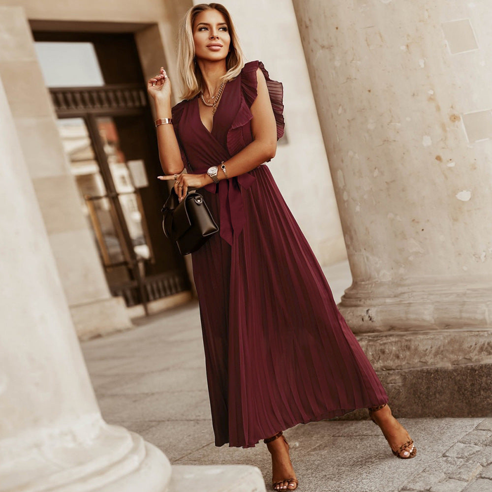 Giza - Robe maxi bohème rouge foncé