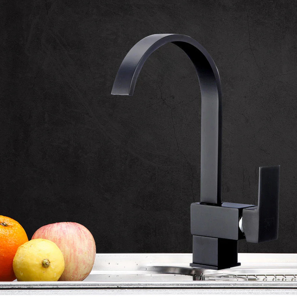 Robinet de Cuisine Pivotant à 360° - Robinet de Lavabo Noir