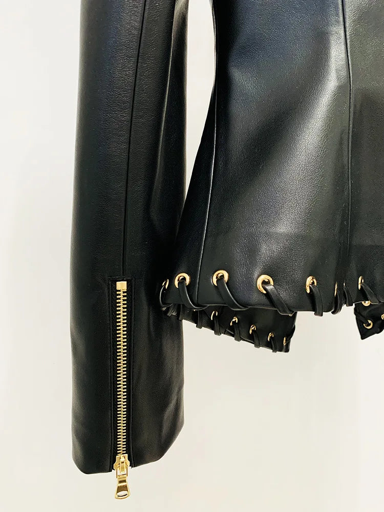 Veste gothique en cuir à lacets en corde Raven – Un Soupçon de Séduction