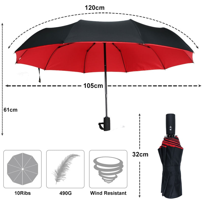 Parapluie Tempête Anti-Vent - Parapluie Pliable pour la Pluie et la Tempête