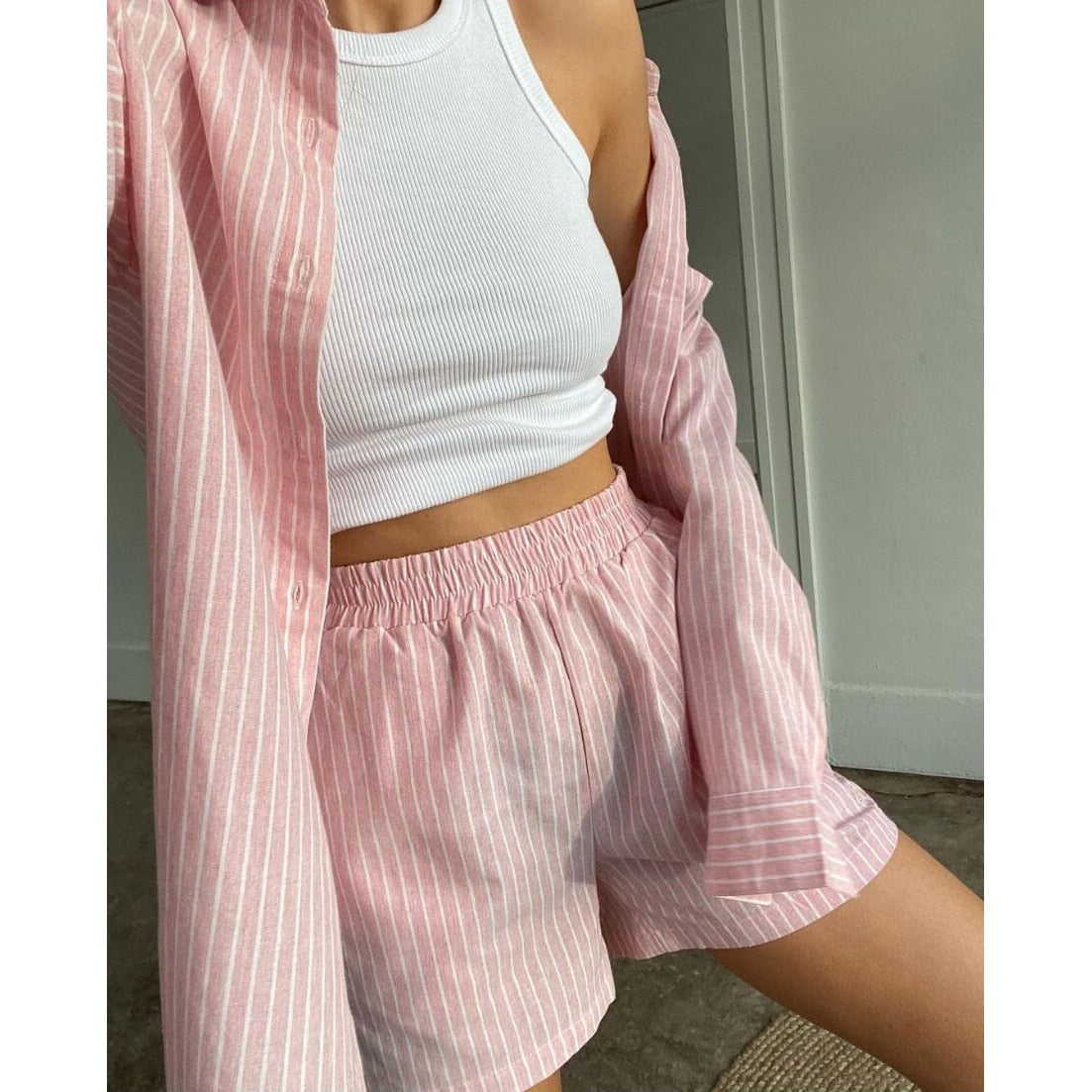 Iris - Ensemble de Pyjama Luxe Rayé pour Confort & Style