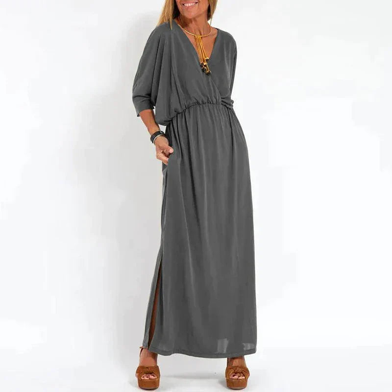 Vanessa - Robe vintage longue avec fente haute