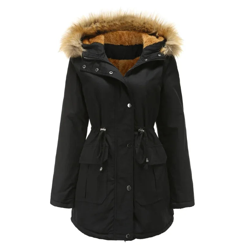 Nordiva - Longue parka d'hiver avec col en fourrure