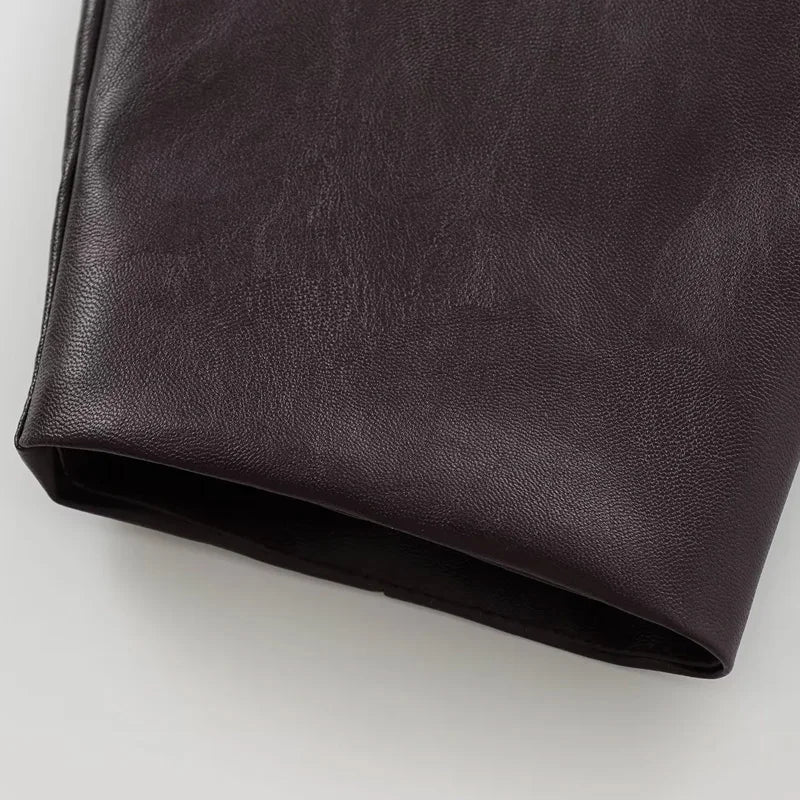Luna - Veste en Cuir Vegan Marron pour Femmes