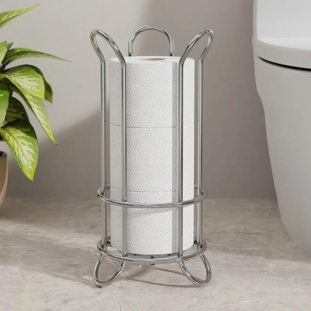 Support de papier toilette Chrome - Design minimaliste pour un rangement moderne de salle de bain