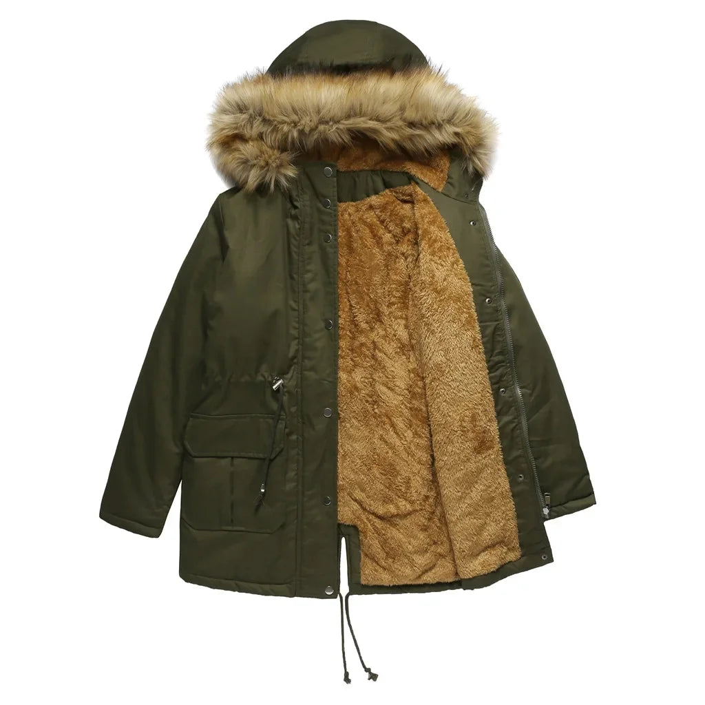 Nordiva - Longue parka d'hiver avec col en fourrure