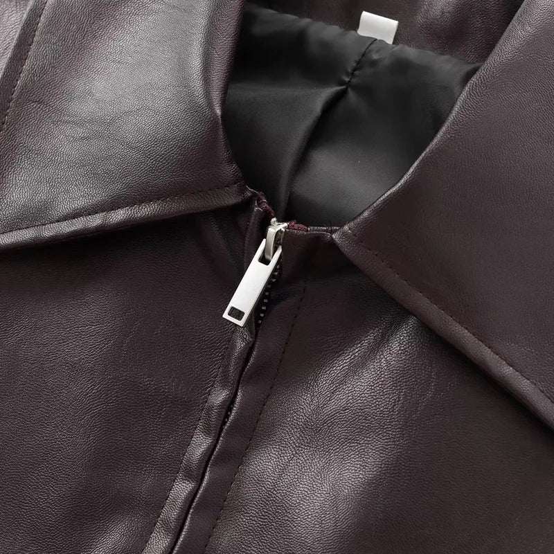 Luna - Veste en Cuir Vegan Marron pour Femmes