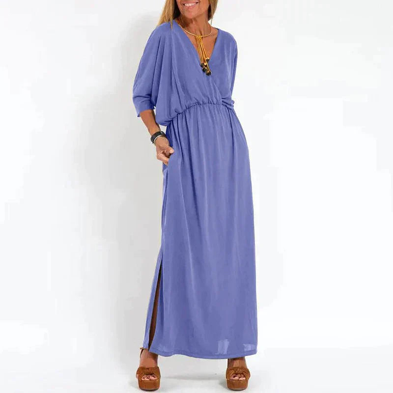 Vanessa - Robe vintage longue avec fente haute