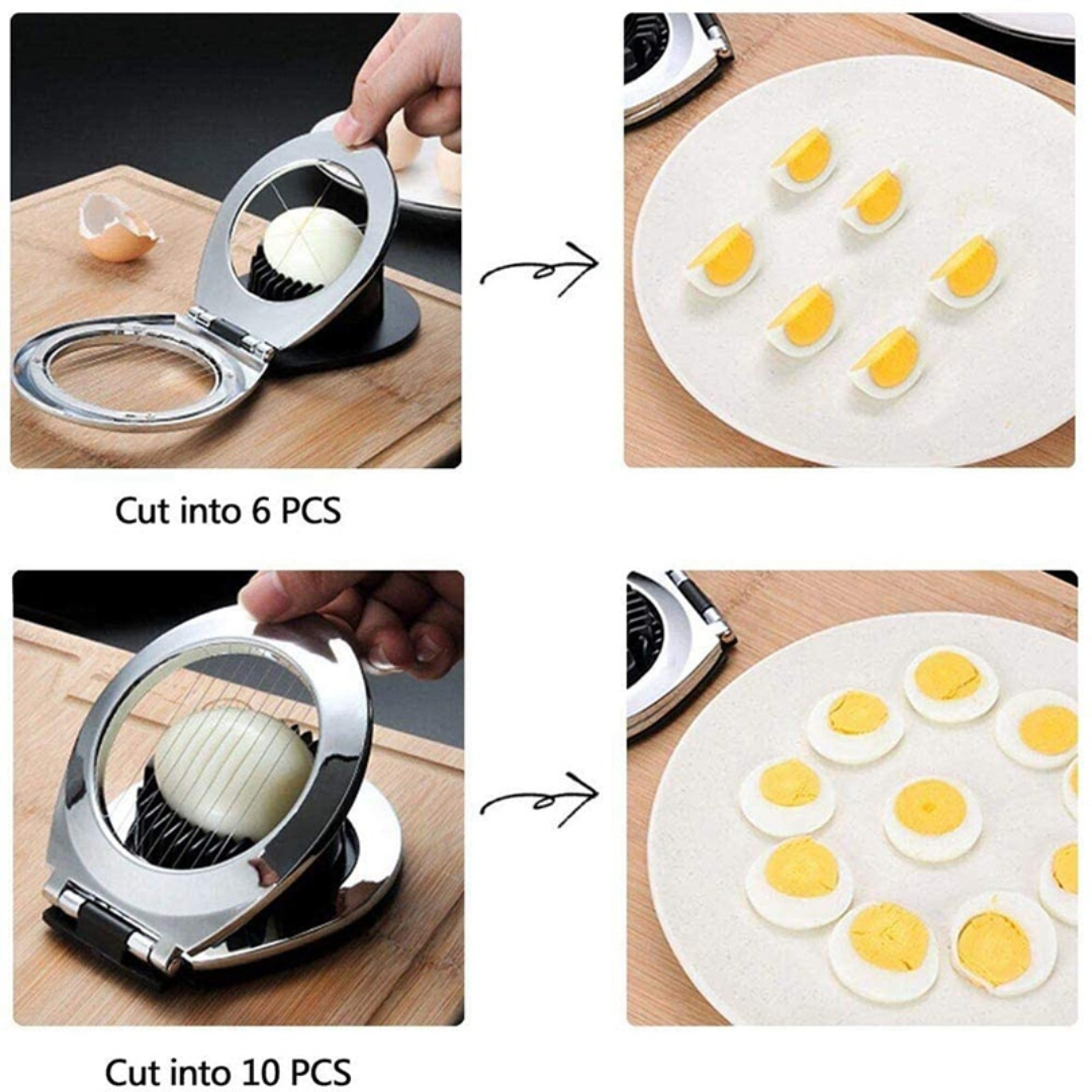 Coupe-œufs en acier inoxydable - Trois styles de coupe pour des tranchages rapides d'œufs