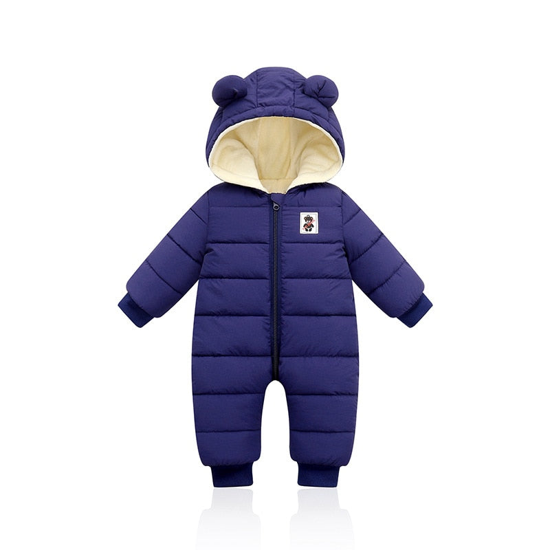 Petite Combinaison d'Hiver pour Bébé avec Oreilles d'Ours Adorables - Combinaison Chaude pour les Mois d'Hiver