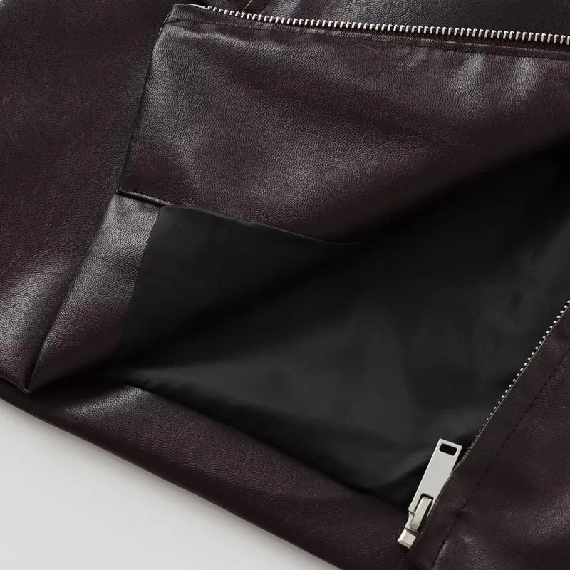 Luna - Veste en Cuir Vegan Marron pour Femmes