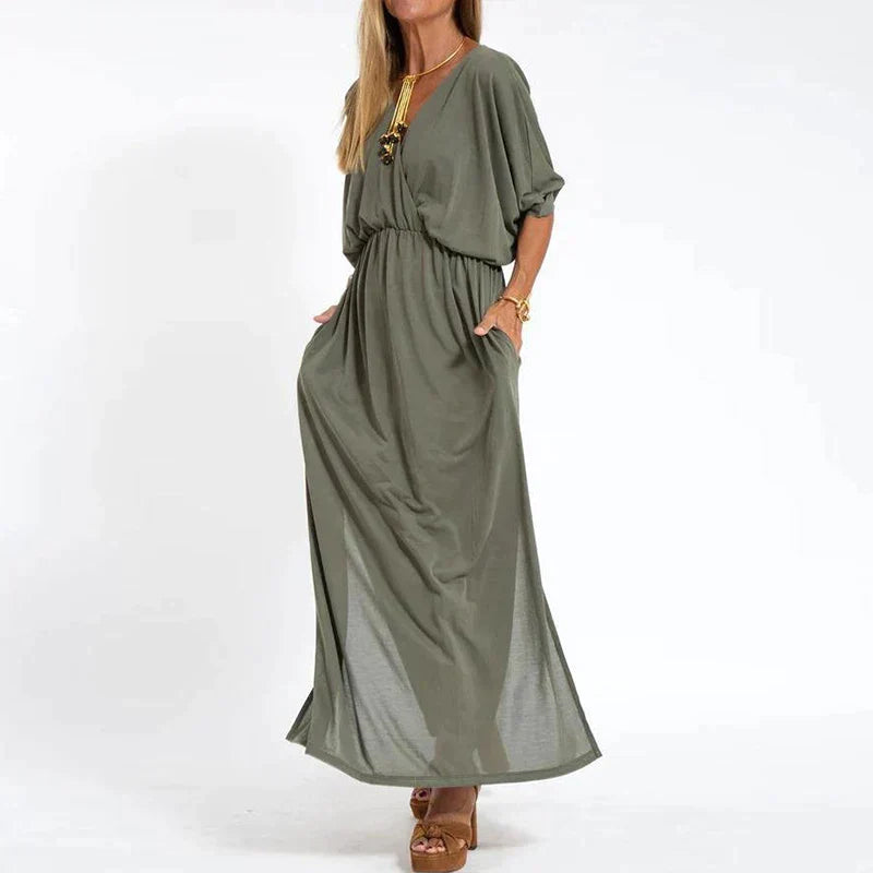 Vanessa - Robe vintage longue avec fente haute