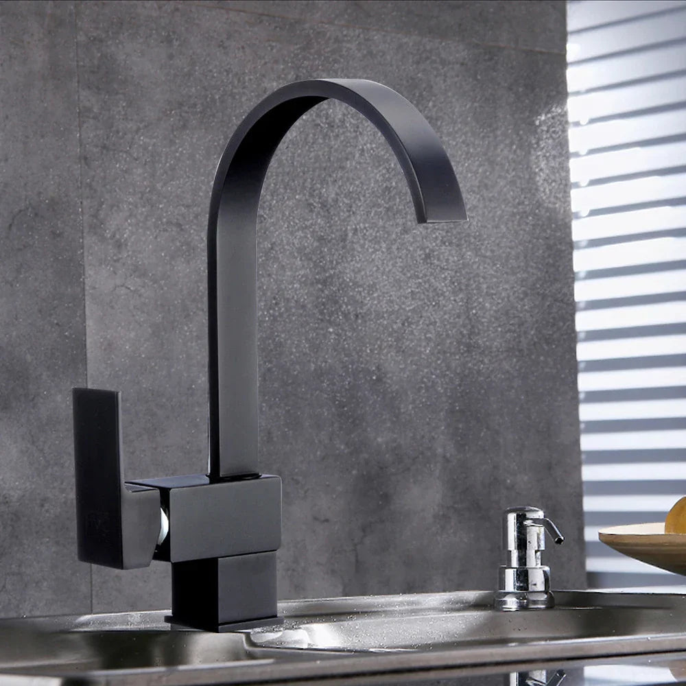 Robinet de Cuisine Pivotant à 360° - Robinet de Lavabo Noir