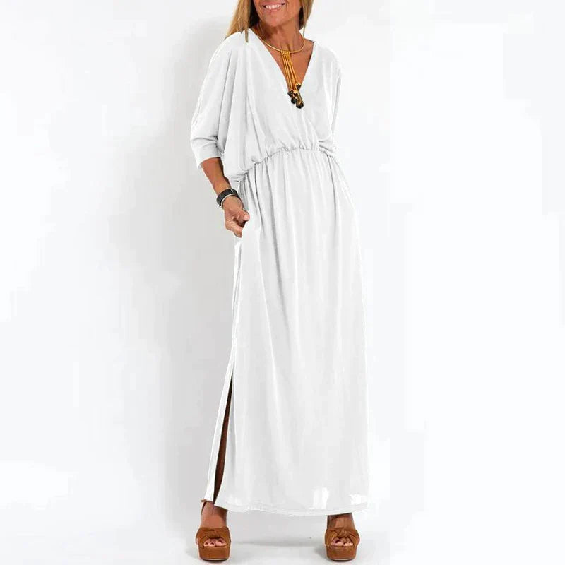 Vanessa - Robe vintage longue avec fente haute