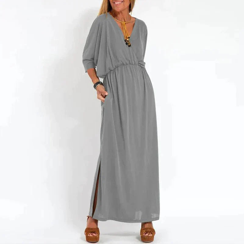 Vanessa - Robe vintage longue avec fente haute