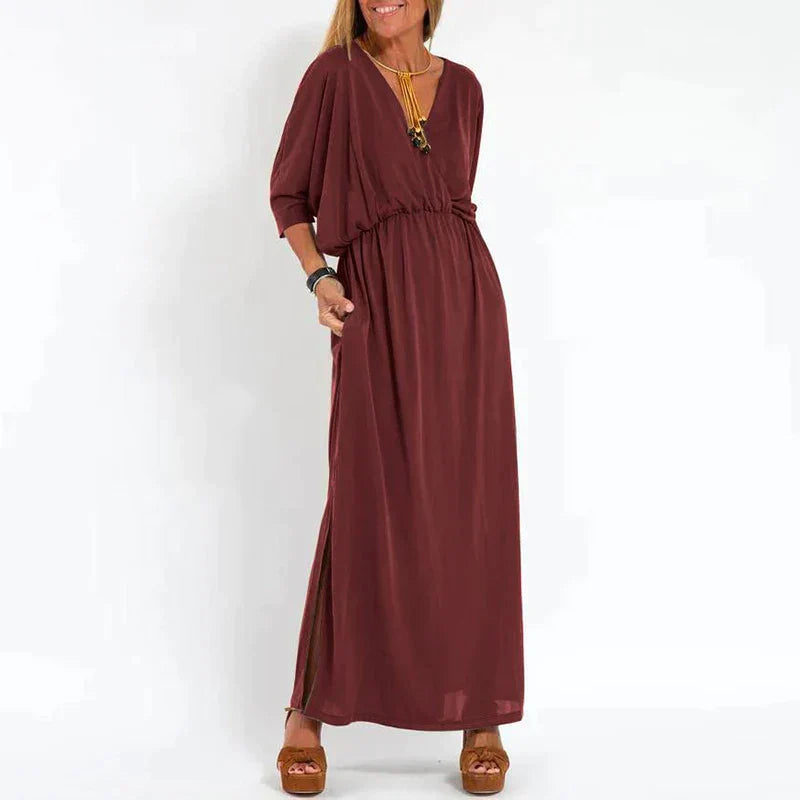 Vanessa - Robe vintage longue avec fente haute