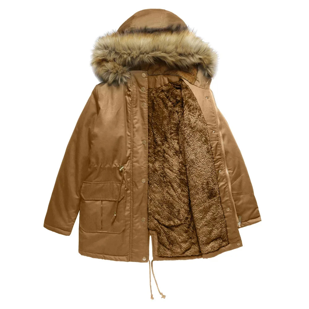 Nordiva - Longue parka d'hiver avec col en fourrure